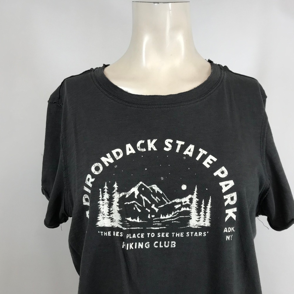 Anthropologie Adirondack State Park Hiking Club Graphic Tee Washed Black Medium - Picture 2 of 8